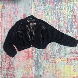 Timing Black Open-Knit Women's Shrug